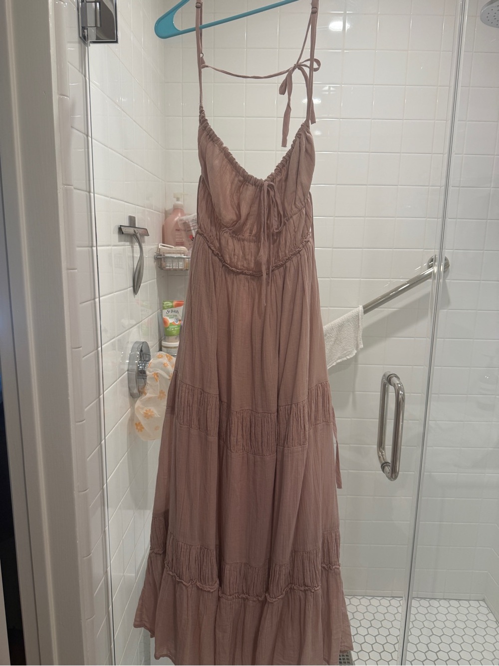 Free people taking sides Mauve Tiered Maxi Dress with Spaghetti Straps